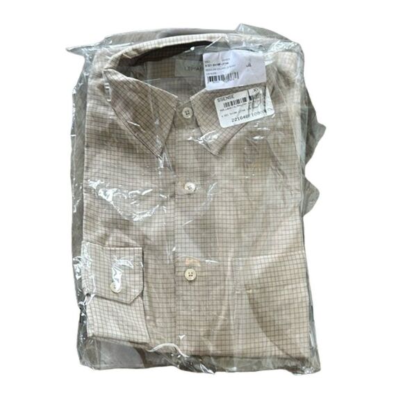 Lemaire Regular Collar Long Sleeve Shirt Block Check Cappuccino Size XXS - Picture 5 of 8